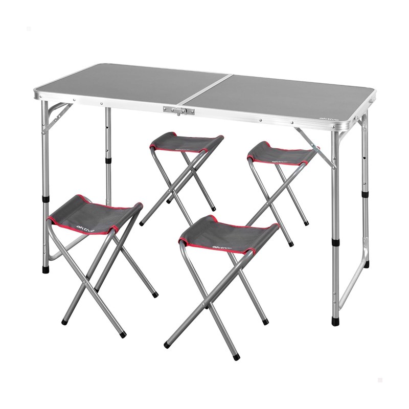 AKTIVE Mesa Plegable con 4 Taburetes
