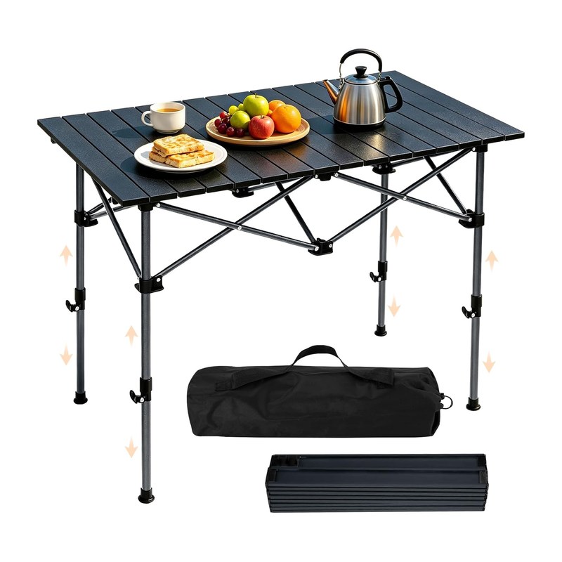 PQETBV Mesa Plegable Enrollable Camping